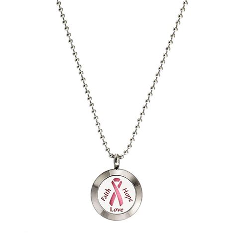 Stainless Steel Pink Ribbon Necklace 